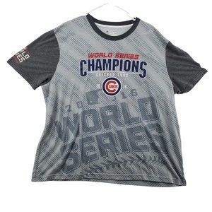 CHICAGO CUBS Shirt Men's MLB Logo Baseball World Series 2016 Grey Size 2XL